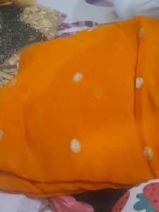 Orange Polka Dot Saree