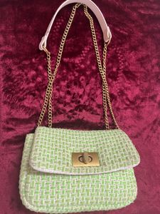 H&M Green Tweed Chain Bag