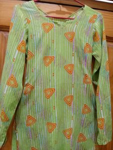 Green Triangle Print Long Sleeve Tunic