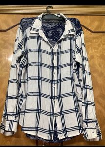 Blue Oversized Check Shirt
