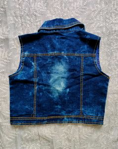 Demin Crop Jacket Dark Blue
