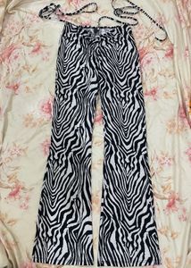 Zebra Print Tie-Waist Wide Leg Pants