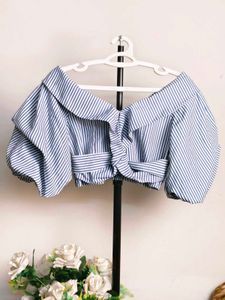 Striped Off-Shoulder Crop Top