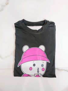Cute Printed Women's T-Shirt (Black)