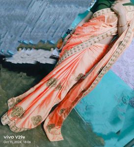 Women Orange Embroidery Saree🧡