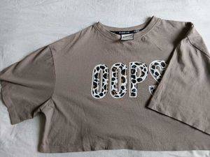 &#34;Oops&#34; Leopard Print Cropped T-Shirt