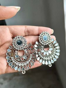 Big Beautiful Earrings With White Stone