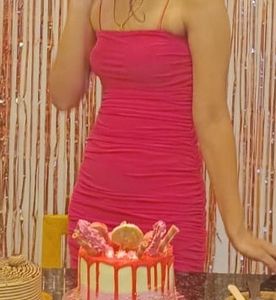 Hot Pink Ruched Bodycon Dress