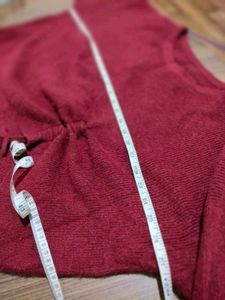 Maroon Knit Cropped Sweater