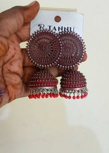 Red Oxidised Earrings