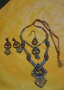Rhinestone Necklace, Earrings &amp; Maang Tikka Set