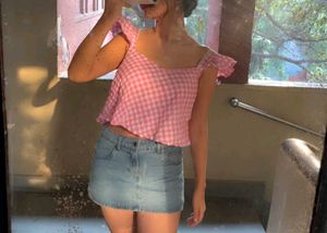 Pink Gingham Crop Top