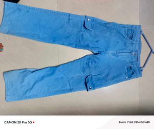Light Blue Cargo Jeans Cash Allow