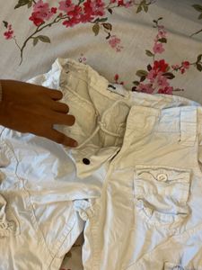 White Cargo Parachute Pants