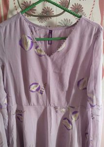 Lavender Floral Kurta With Dupatta And Pants