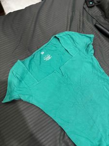 Green Square Neck Top Bodysuit