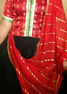Red &amp; Black Lehenga Choli Set