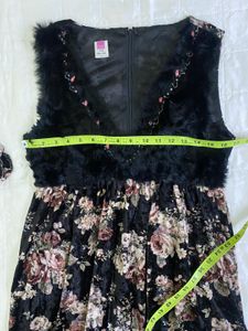 Floral  with Fur velvet dress 10-12yr
