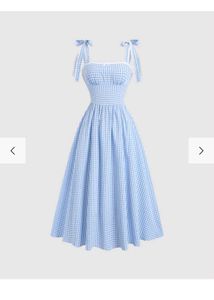 Retro Blue Gingham Dress