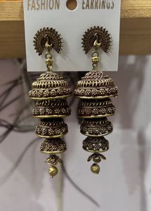 Goldplated 5 step long jhumka women earrings