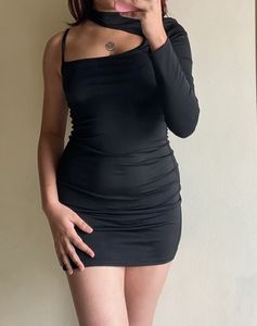 Black One Shoulder Mini Dress