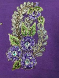 Purple Saree With Beautiful Embroidery