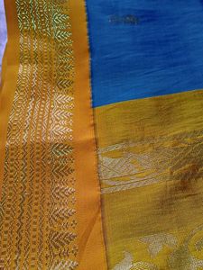 Blue &amp; Yellow Silk Saree
