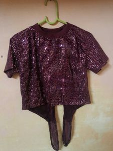 Sequin Maroon Top