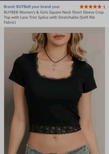 BUYBEB Lace Trim Crop Top