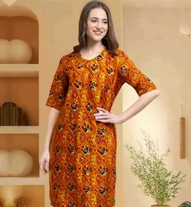 🎏 Kurta in Navy Blue & Gold print Orange