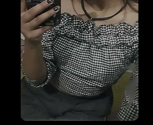 Gingham Off-Shoulder Top