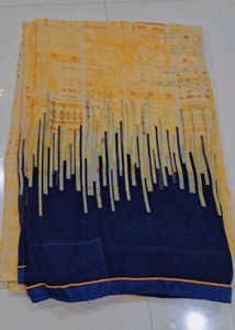Elegant Yellow &amp; Navy Saree