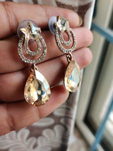 Star Stud Teardrop Dangle Earrings