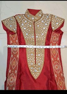 Mirror Work Silk Kurta Set Embroidery
