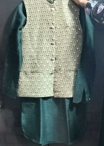 OLIVE GREEN 3 PIECE KURTA SET