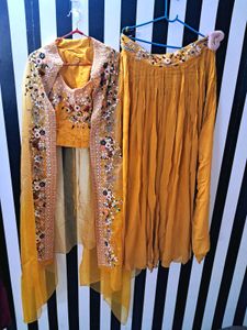 Vibrant Yellow Lehenga with Cape Jacket