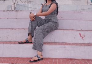 Checkered Wide Leg Jumpsuit