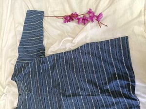 short kurti comfortable Blue Striped Kurta