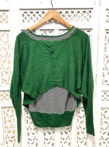 Green Front Button Top A