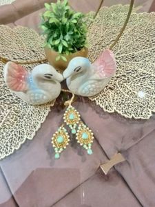 Elegant Green Earringswith Maangtika