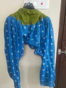 Blue Patterned Casual Pants