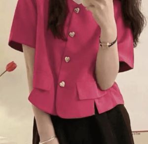 Pink Heart Button Blouse