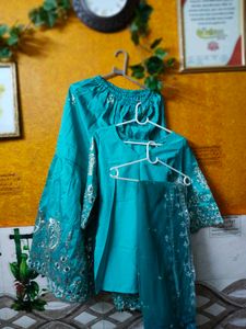 Teal Embroidered Gharara Set