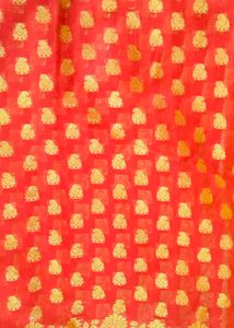 Red &amp; Gold Polka Dot Fabric