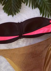 Sparkly Golden And Pink Combination Bikini