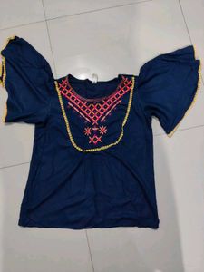 Embroidered Blue Top