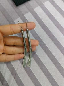Long Silver Dangle Earrings