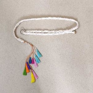 Braided Tassel Cream & tan Brown Belt