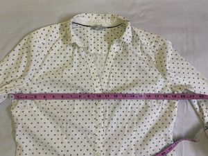 H&amp;M White Polka Dot Shirt Size S