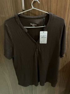 Wonder Love Brown Henley Shirt